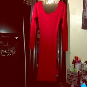 Long red sweater dress. 🌹